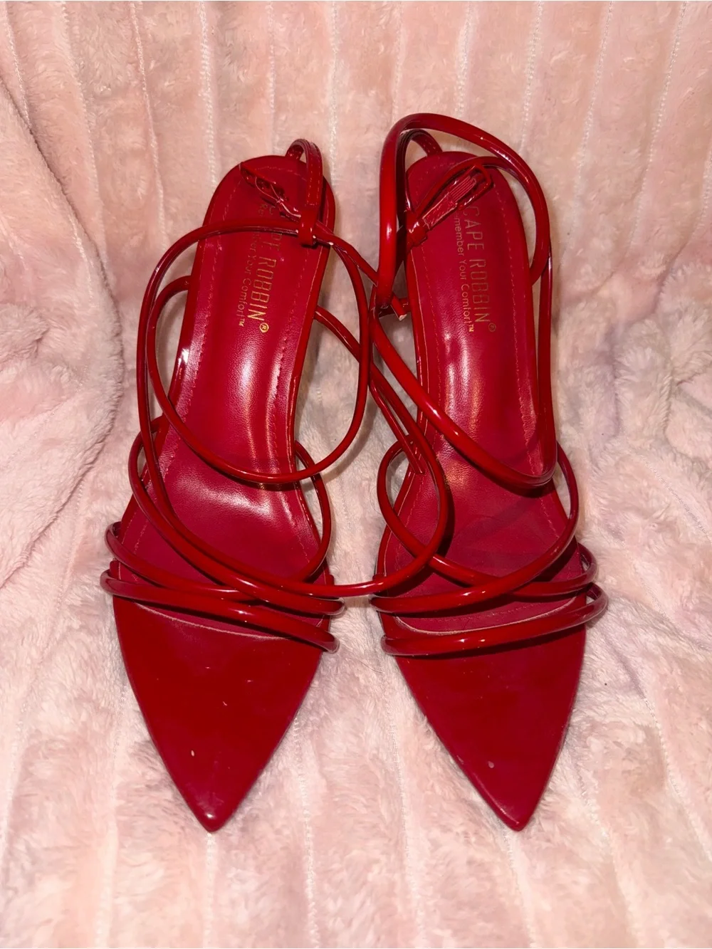 Cape Robbin Red Patent Strappy Pointed-Toe Heels